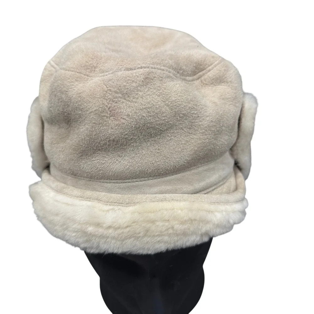 UGG Trapper Hat Womens O/S Tan Good Suede Shearling Lined Bucket Boho Trim